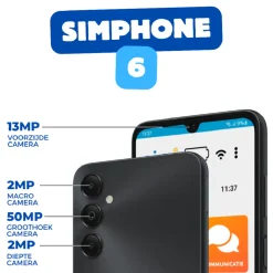 SimPhone 6 senioren smartphone incl telefoonhoes